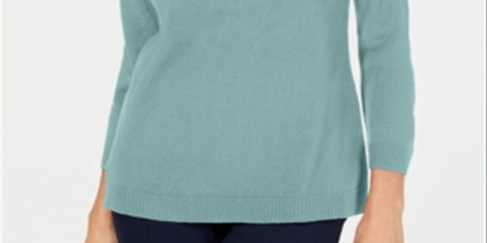 Suéter feminino Karen Scott com decote em V Aquifer Blue, tamanho XS