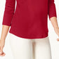 Charter Club Top Feminino de Algodão Pima com Decote Canoa e Ombros Abertos, Vermelho Risky, Tamanho 2XL