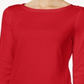 Charter Club Top Feminino de Algodão Pima com Decote Canoa e Ombros Abertos, Vermelho Risky, Tamanho 2XL