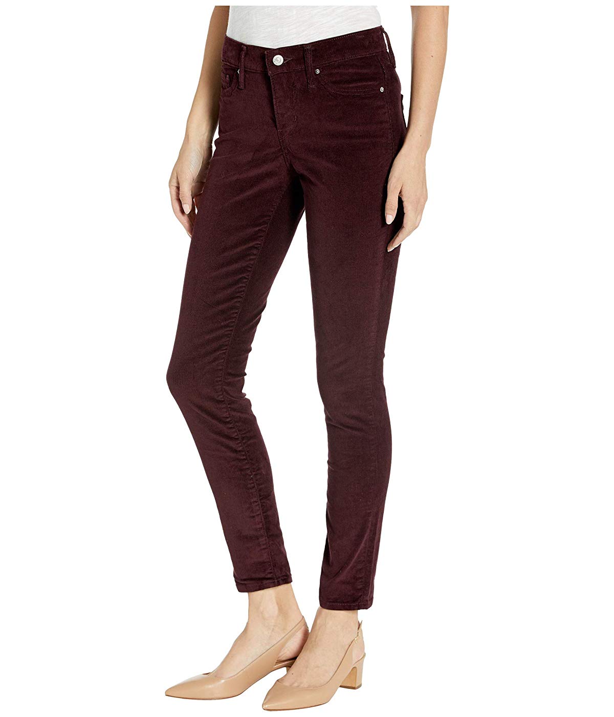 Calça Levi's 311 Shaping Skinny de Veludo Cotelê Feminina Vinho 24x30