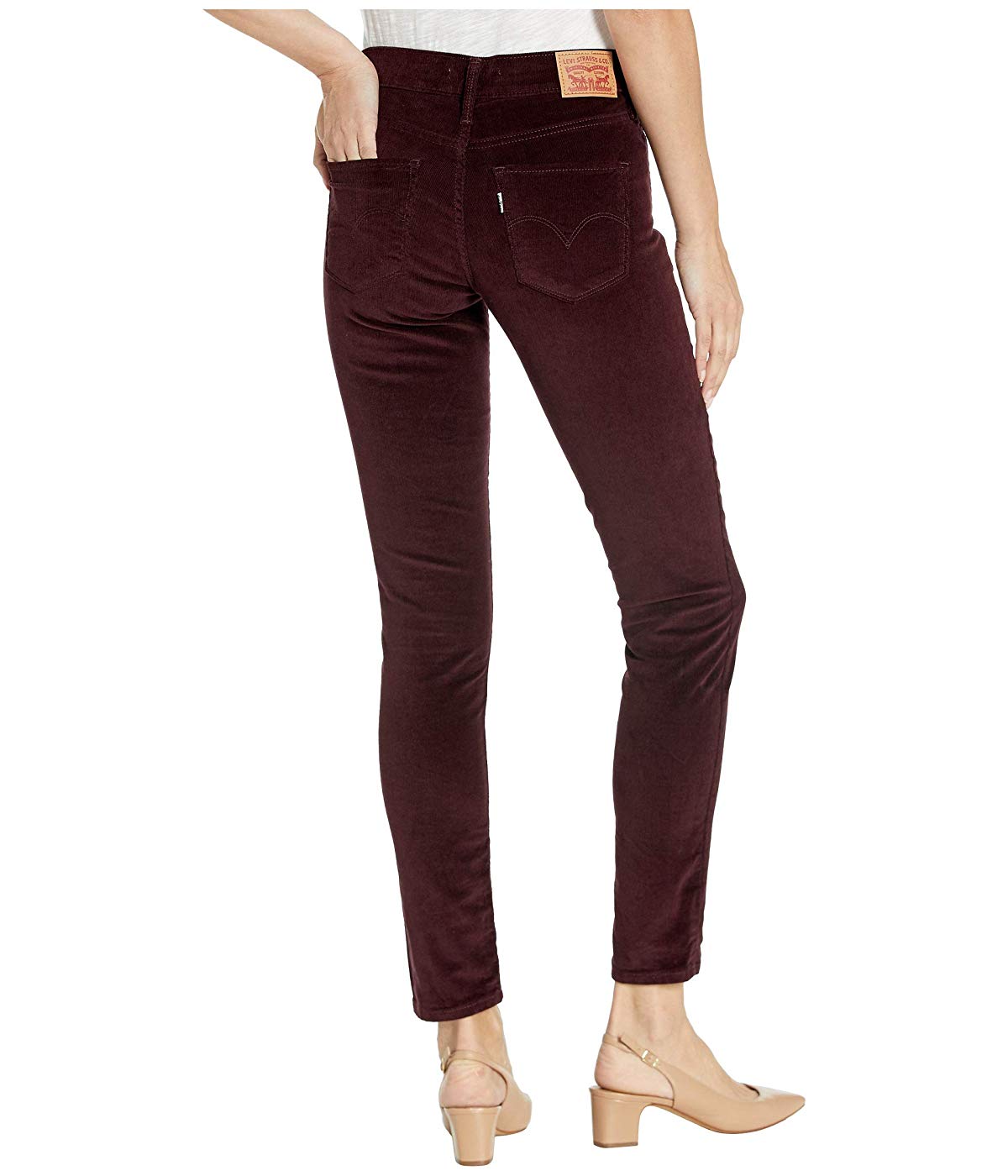 Calça Levi's 311 Shaping Skinny de Veludo Cotelê Feminina Vinho 24x30