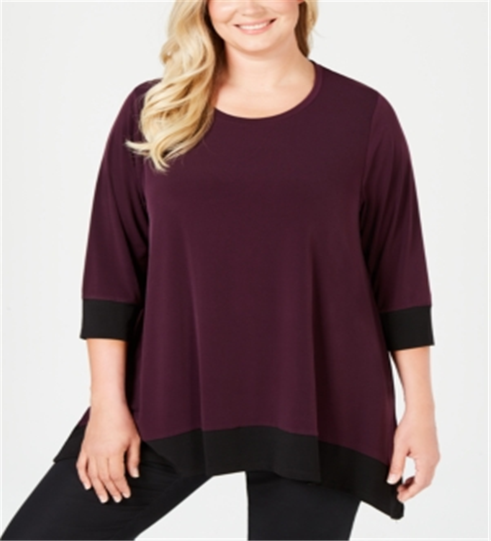 Túnica Calvin Klein Plus Colorblocked com Bainha em Lenço Vermelha Tamanho 2XL