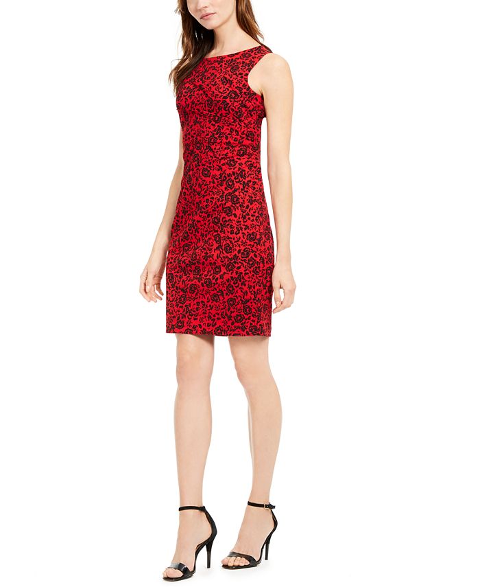 Vestido Calvin Klein Petite Starburst Shift Preto/Vermelho Tamanho 10 Petite