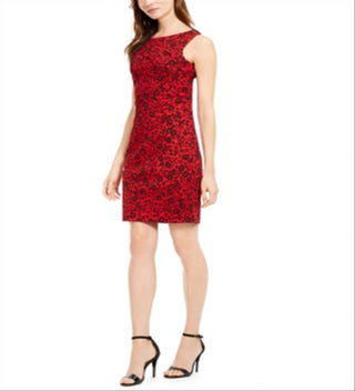 Vestido Calvin Klein Petite Starburst Shift Preto/Vermelho Tamanho 10 Petite