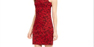 Vestido Calvin Klein Petite Starburst Shift Preto/Vermelho Tamanho 10 Petite