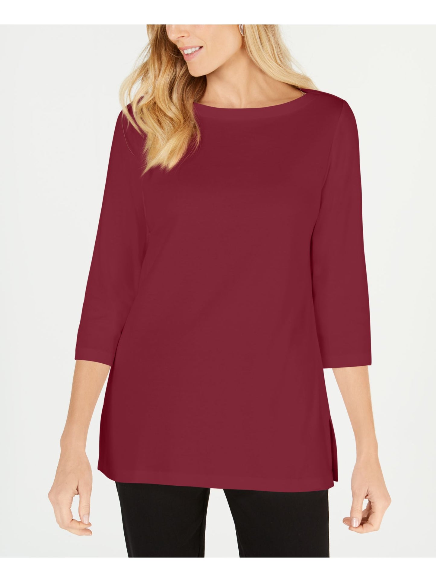 Karen Scott Blusa Túnica Feminina Manga 3/4 Gola Canoa Vermelha Tamanho Médio
