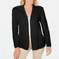 Karen Scott Cardigan feminino de algodão texturizado, preto profundo, tamanho XS