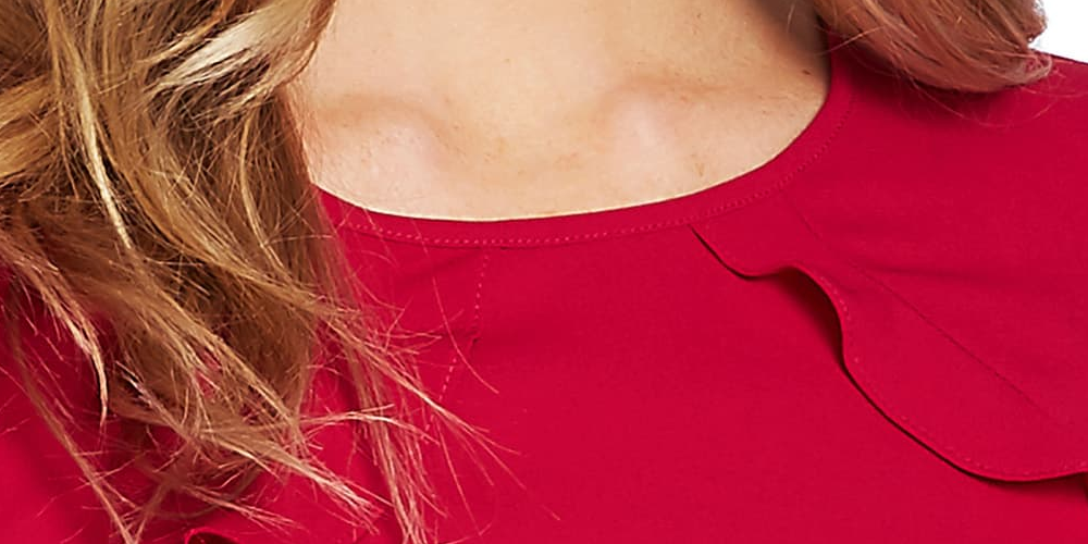 Blusa Cece Feminina Manga Longa com Babados em Camadas Vermelha Tamanho P