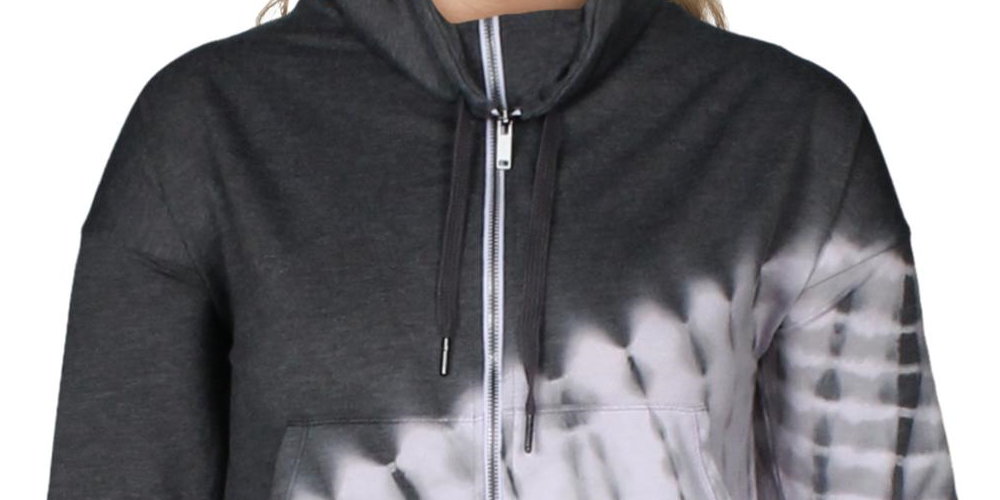 Ideologia Moletom feminino com zíper e gola funil, cinza, tamanho 2XL