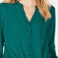 Blusa feminina com botões frontais e torcidos INC International Concepts, verde, tamanho pequeno G