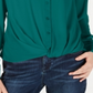 Blusa feminina com botões frontais e torcidos INC International Concepts, verde, tamanho pequeno G