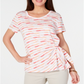 Blusa com amarração lateral Brushstroke Bliss feminina Style &amp; Co, rosa, tamanho pequeno G