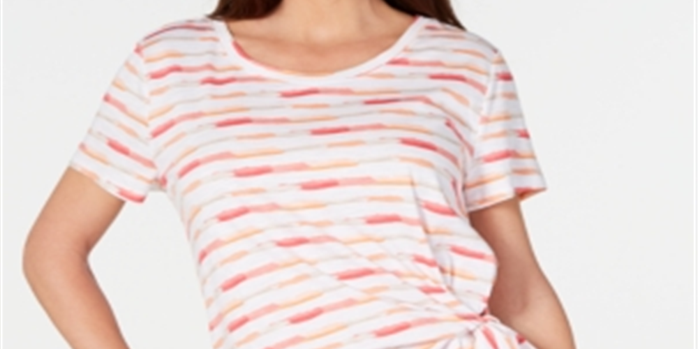 Blusa com amarração lateral Brushstroke Bliss feminina Style &amp; Co, rosa, tamanho pequeno G