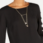 Blusa de manga comprida com strass e colar Bcx Juniors, preta, tamanho grande