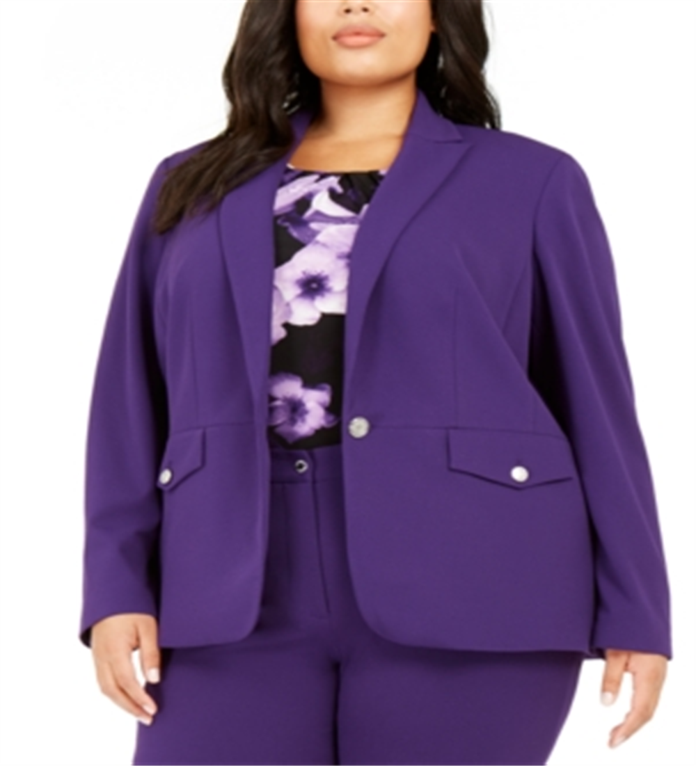 Calvin Klein Blazer Feminino para Usar no Trabalho, Jaqueta Roxa, Tamanho 16W