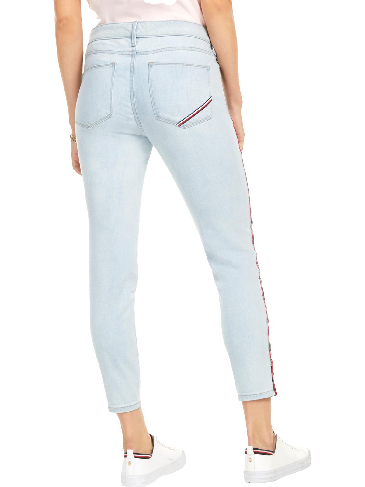 Calça jeans skinny feminina Tommy Hilfiger com listras laterais, azul Saint Claire, tamanho 16