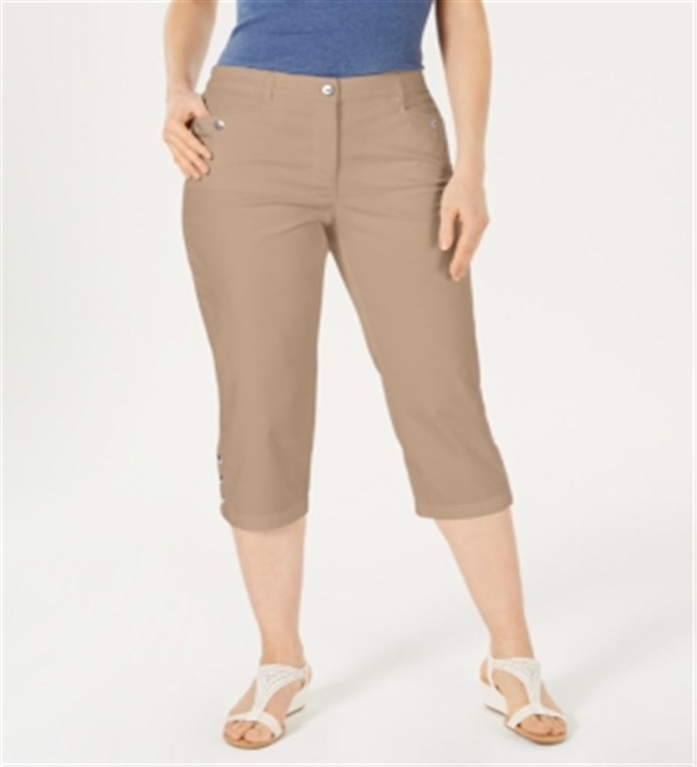 Calça Capri Karen Scott Feminina com Botões Marrom Tamanho 14