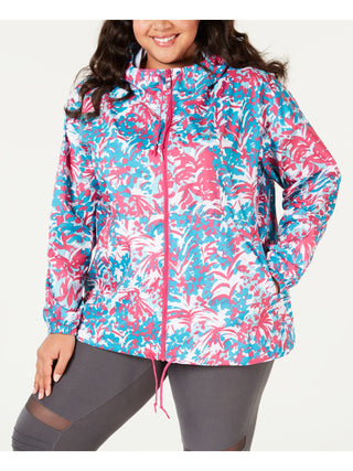 Jaqueta corta-vento feminina Columbia estampada azul, vários tamanhos, 2X