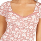 Top curto estampado com manga bufante Planet Gold Juniors, tamanho médio, vermelho