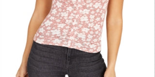 Top curto estampado com manga bufante Planet Gold Juniors, tamanho médio, vermelho