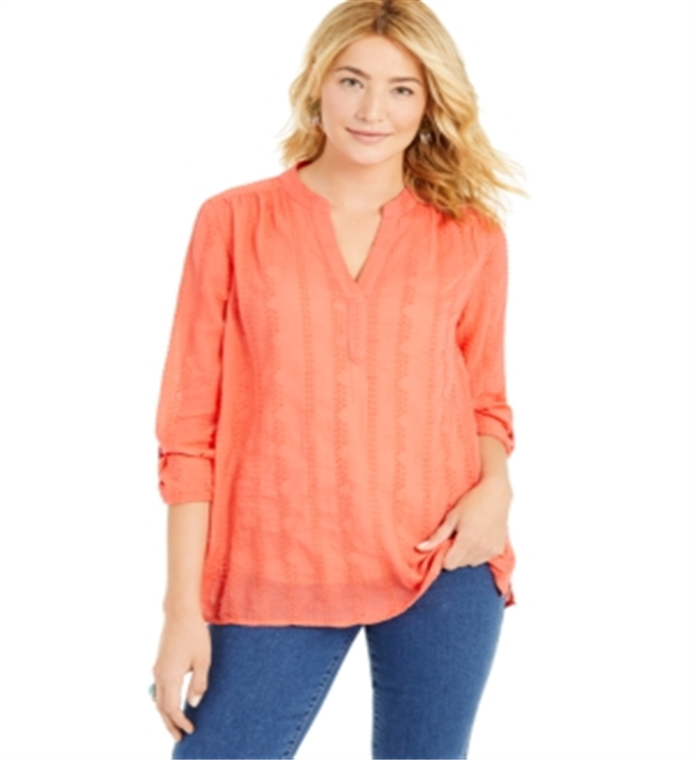 Top texturizado com decote em V feminino Style &amp; Co Tangerine Dream tamanho XXL