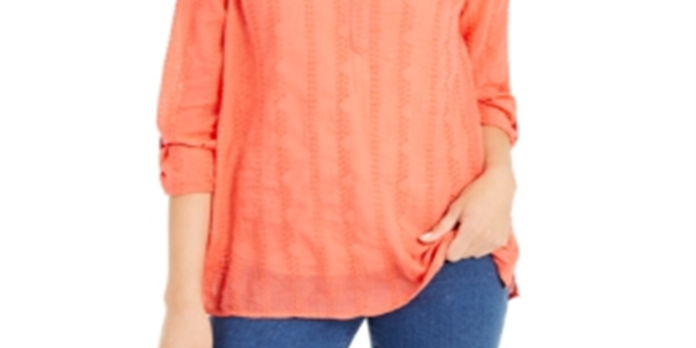 Top texturizado com decote em V feminino Style &amp; Co Tangerine Dream tamanho XXL