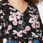 Top American Rag Junior com estampa floral e bainha amarrada, preto, tamanho pequeno
