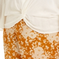 Band of Gypsies Top feminino moderno com frente torcida, tamanho 2X, branco