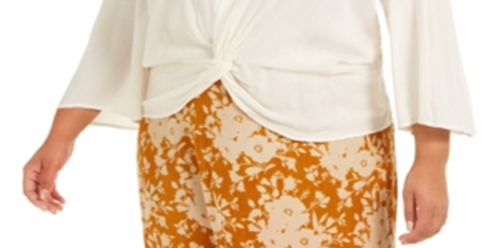 Band of Gypsies Top feminino moderno com frente torcida, tamanho 2X, branco