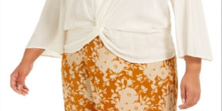 Band of Gypsies Top feminino moderno com frente torcida, tamanho 2X, branco