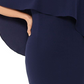 Vestido de festa Betsy Adam feminino com zíper e mangas sobrepostas, decote ilusão acima do joelho, tamanho 4, azul-marinho