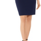 Vestido de festa Betsy Adam feminino com zíper e mangas sobrepostas, decote ilusão acima do joelho, tamanho 4, azul-marinho