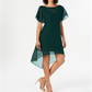 Vestido evasê de chiffon com sobreposição Adrianna Papell Hunter Preto Tamanho M
