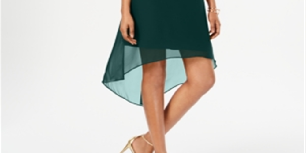 Vestido evasê de chiffon com sobreposição Adrianna Papell Hunter Preto Tamanho M