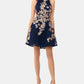 Vestido de coquetel curto com alças e decote halter floral feminino Xscape, azul, tamanho 10, pequeno
