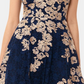 Vestido de coquetel curto com alças e decote halter floral feminino Xscape, azul, tamanho 10, pequeno