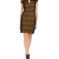 Vestido feminino estampado sem mangas com decote em V acima do joelho, tamanho 10 P, preto, tamanho 10