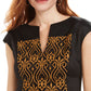 Vestido feminino estampado sem mangas com decote em V acima do joelho, tamanho 10 P, preto, tamanho 10