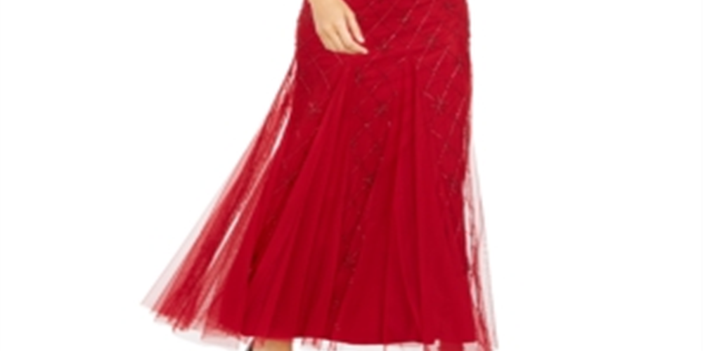 Vestido de festa Adrianna Papell com contas - Vermelho Cranberry, tamanho 4