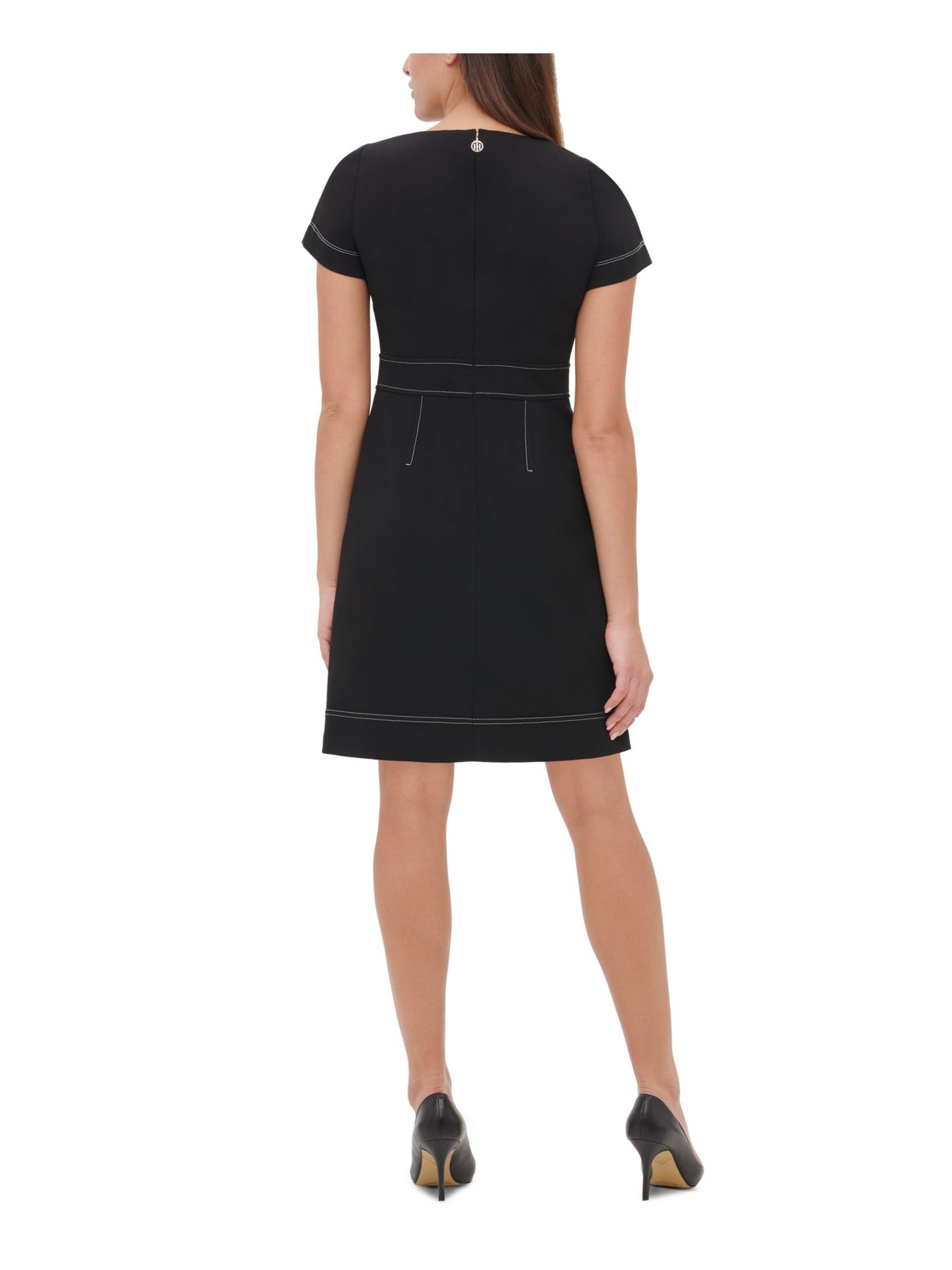 Vestido feminino TOMMY HILFIGER manga curta acima do joelho preto tamanho 18
