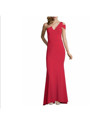 Vestido de crepe feminino Betsy &amp; Adam, de um ombro, vermelho, tamanho 4