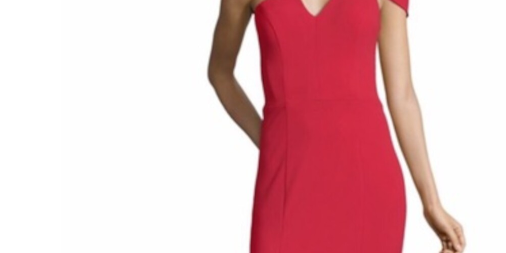 Vestido de crepe feminino Betsy &amp; Adam, de um ombro, vermelho, tamanho 4