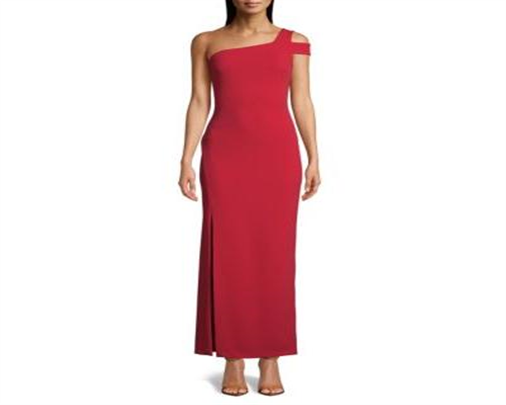 Vestido de crepe feminino Betsy &amp; Adam, de um ombro, vermelho, tamanho 4