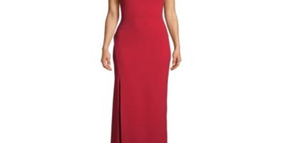 Vestido de crepe feminino Betsy &amp; Adam, de um ombro, vermelho, tamanho 4