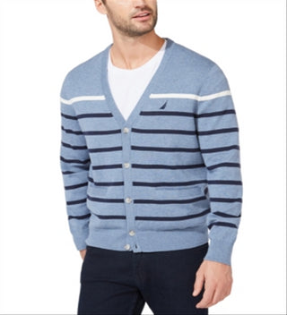 Cardigan listrado masculino Nautica Classic Fit azul tamanho XXX-G