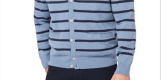 Cardigan listrado masculino Nautica Classic Fit azul tamanho XXX-G
