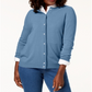Karen Scott Cardigan Feminino Azul com Botões e Contas, Tamanho Pequeno
