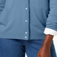 Karen Scott Cardigan Feminino Azul com Botões e Contas, Tamanho Pequeno