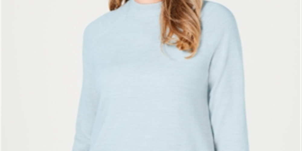 Karen Scott Suéter Feminino com Zíper nas Costas e Gola Alta Azul Tamanho XS