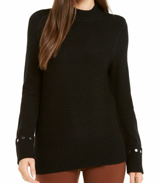 Alfani Suéter Feminino em Malha Canelada Preto Tamanho Médio